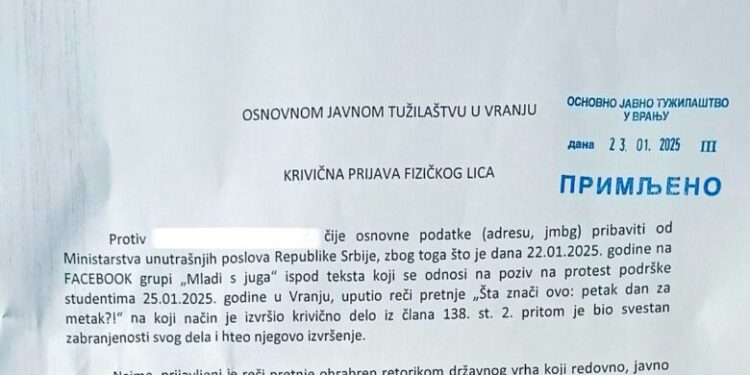 „Mladi s juga“ podneli krivičnu prijavu zbog govora mržnje