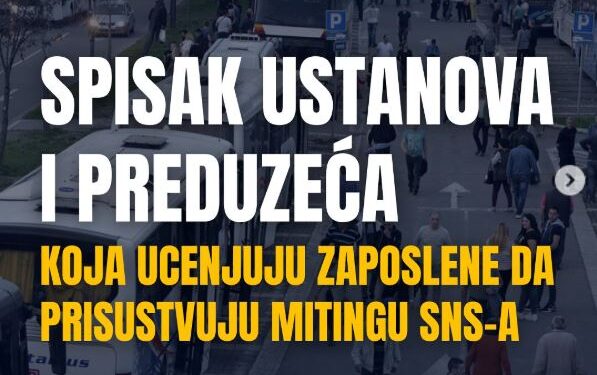 Policiijska uprava i bolnica u Leskovcu na spisku ustanova koje ucenjuju zaposlene da idu na Vučićev miting