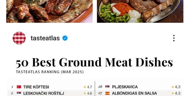 Leskovački roštilj na drugom mestu u izboru najboljih jela od mlevenog mesa na svetu