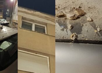 Spolja gladac, iznutra jadac: Deo fasade pao na automobil u centru Leskovca