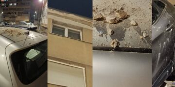 Spolja gladac, iznutra jadac: Deo fasade pao na automobil u centru Leskovca