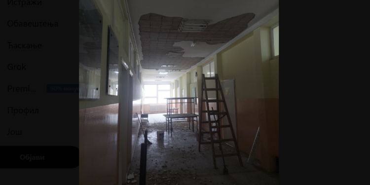 Obrušio se deo plafona u školi kod Žitorađe: Opozicija tvrdi da je pokušano zataškavanje