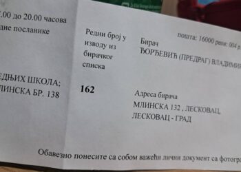 Poziv za glasanje stigao na adresu porodice Đorđević u Leskovcu za sina koji je preminuo pre 16 godina